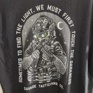 Savage tacticians black graphic tee men size Medium darkness military grunge